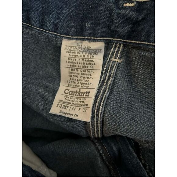 Men's Carhartt Dungaree Fit Jeans Size 44x32 100% Cotton Work Jeans - Picture 3 of 7